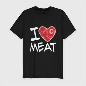 Мужская футболка премиум с принтом Я люблю мясо в Тюмени, 92% хлопок, 8% лайкра | приталенный силуэт, круглый вырез ворота, длина до линии бедра, короткий рукав | cook | heart | love | meat | бекон | блюдо | еда | кок | кухня | люблю | мясо | пища | повар | ресторан | свинина | свинья | сердце | шашлык