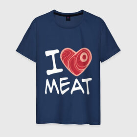 Мужская футболка хлопок с принтом Я люблю мясо в Тюмени, 100% хлопок | прямой крой, круглый вырез горловины, длина до линии бедер, слегка спущенное плечо. | Тематика изображения на принте: cook | heart | love | meat | бекон | блюдо | еда | кок | кухня | люблю | мясо | пища | повар | ресторан | свинина | свинья | сердце | шашлык