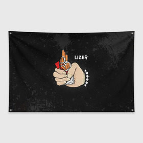 Флаг-баннер с принтом Lizer - Пачка Сигарет в Тюмени, 100% полиэстер | размер 67 х 109 см, плотность ткани — 95 г/м2; по краям флага есть четыре люверса для крепления | damn | false | frozen | garden | lizer | logo | loverap | mirror | music | mysoul | raper | russian | soul | symbol | лизер | лого | логотип | музыка | пачка | русский | рэп | рэпер | рэппер | сердце | символ | хипхоп