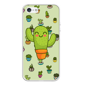 Чехол для iPhone 5/5S матовый с принтом Веселый кактус в Тюмени, Силикон | Область печати: задняя сторона чехла, без боковых панелей | веселый | веселье | горшочек | зеленое | кактус | позитив | радость | растение | счастье | улыбка | цветок