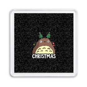Магнит 55*55 с принтом Totoro Christmas в Тюмени, Пластик | Размер: 65*65 мм; Размер печати: 55*55 мм | anime | christmas | moon | myneighbortotoro | night | totoro | xmas | аниме | канта | кодомо | котобус | кусакабэ | мэй | рождество | сусуватари | тацуо | тоторо | хаяомиядзаки | ясуко