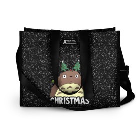 Сумка-шоппер 3D с принтом Totoro Christmas в Тюмени, 100% полиэстер | застегивается на металлическую кнопку; внутренний карман застегивается на молнию. Стенки укреплены специальным мягким материалом, чтобы защитить содержимое от несильных ударов
 | anime | christmas | moon | myneighbortotoro | night | totoro | xmas | аниме | канта | кодомо | котобус | кусакабэ | мэй | рождество | сусуватари | тацуо | тоторо | хаяомиядзаки | ясуко