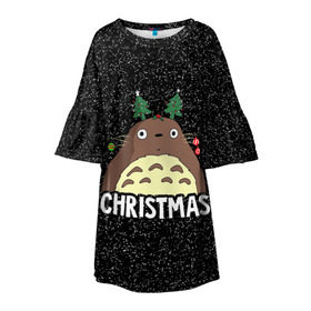 Детское платье 3D с принтом Totoro Christmas в Тюмени, 100% полиэстер | прямой силуэт, чуть расширенный к низу. Круглая горловина, на рукавах — воланы | anime | christmas | moon | myneighbortotoro | night | totoro | xmas | аниме | канта | кодомо | котобус | кусакабэ | мэй | рождество | сусуватари | тацуо | тоторо | хаяомиядзаки | ясуко