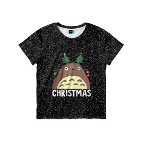 Детская футболка 3D с принтом Totoro Christmas в Тюмени, 100% гипоаллергенный полиэфир | прямой крой, круглый вырез горловины, длина до линии бедер, чуть спущенное плечо, ткань немного тянется | Тематика изображения на принте: anime | christmas | moon | myneighbortotoro | night | totoro | xmas | аниме | канта | кодомо | котобус | кусакабэ | мэй | рождество | сусуватари | тацуо | тоторо | хаяомиядзаки | ясуко