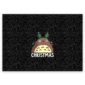 Поздравительная открытка с принтом Totoro Christmas в Тюмени, 100% бумага | плотность бумаги 280 г/м2, матовая, на обратной стороне линовка и место для марки
 | anime | christmas | moon | myneighbortotoro | night | totoro | xmas | аниме | канта | кодомо | котобус | кусакабэ | мэй | рождество | сусуватари | тацуо | тоторо | хаяомиядзаки | ясуко