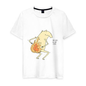 Мужская футболка хлопок с принтом My Ass Is On Fire в Тюмени, 100% хлопок | прямой крой, круглый вырез горловины, длина до линии бедер, слегка спущенное плечо. | Тематика изображения на принте: fire | огонь
