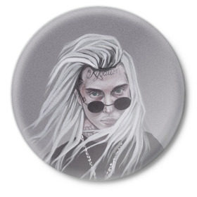 Значок с принтом Ghostemane в Тюмени,  металл | круглая форма, металлическая застежка в виде булавки | ghostemane | ghostmane | rap | trap | гостмейн | реп | трэп