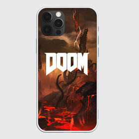 Чехол для iPhone 12 Pro с принтом DOOM в Тюмени, силикон | область печати: задняя сторона чехла, без боковых панелей | Тематика изображения на принте: demon | devil | doom | doom vfr | evil | game | mars | red | демон | дум | игры | космос | красная планета | марс | пришельцы