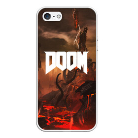 Чехол для iPhone 5/5S матовый с принтом DOOM в Тюмени, Силикон | Область печати: задняя сторона чехла, без боковых панелей | demon | devil | doom | doom vfr | evil | game | mars | red | демон | дум | игры | космос | красная планета | марс | пришельцы