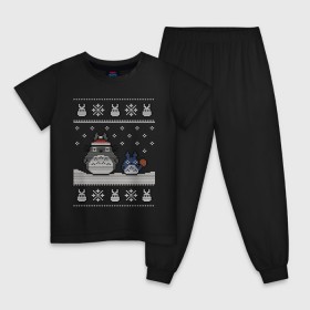Детская пижама хлопок с принтом New Year Totoro в Тюмени, 100% хлопок |  брюки и футболка прямого кроя, без карманов, на брюках мягкая резинка на поясе и по низу штанин
 | Тематика изображения на принте: 2019 | дед мороз | дом | елка | желание | животные | зима | кабан | милый | мороз | настроение | новый год | пеппа | подарок | позитив | поросенок | праздник | радость | рождество | санта клаус | свинка