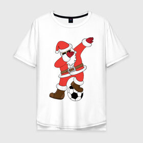 Мужская футболка хлопок Oversize с принтом DAB Santa в Тюмени, 100% хлопок | свободный крой, круглый ворот, “спинка” длиннее передней части | 2019 | дед мороз | дом | елка | желание | животные | зима | кабан | милый | мороз | настроение | новый год | пеппа | подарок | позитив | поросенок | праздник | радость | рождество | санта клаус | свинка