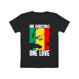 Детская футболка хлопок с принтом One Love Christmas в Тюмени, 100% хлопок | круглый вырез горловины, полуприлегающий силуэт, длина до линии бедер | Тематика изображения на принте: 
