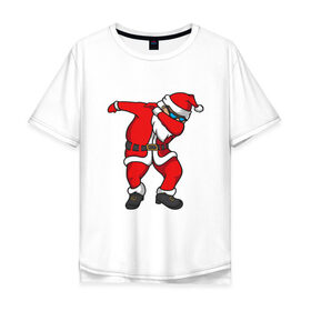 Мужская футболка хлопок Oversize с принтом Dabbing Santa в Тюмени, 100% хлопок | свободный крой, круглый ворот, “спинка” длиннее передней части | Тематика изображения на принте: 
