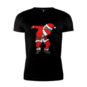 Мужская футболка премиум с принтом Dabbing Santa в Тюмени, 92% хлопок, 8% лайкра | приталенный силуэт, круглый вырез ворота, длина до линии бедра, короткий рукав | Тематика изображения на принте: 