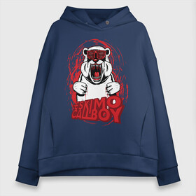 Женское худи Oversize хлопок с принтом Eskimo Callboy - Polar Bear в Тюмени, френч-терри — 70% хлопок, 30% полиэстер. Мягкий теплый начес внутри —100% хлопок | боковые карманы, эластичные манжеты и нижняя кромка, капюшон на магнитной кнопке | eskimo callboy | merch | metal | polar bear | rock | мерч | металл | полярный медведь | пхк | рок | эскимо коллбой