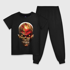 Детская пижама хлопок с принтом Five Finger Death Punch в Тюмени, 100% хлопок |  брюки и футболка прямого кроя, без карманов, на брюках мягкая резинка на поясе и по низу штанин
 | Тематика изображения на принте: 5fdp | ffdp | five finger death punch | got your six | groove metal | metal | rock | skull | грув метал | рок