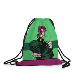 Рюкзак-мешок 3D с принтом Jojo Kakyoin в Тюмени, 100% полиэстер | плотность ткани — 200 г/м2, размер — 35 х 45 см; лямки — толстые шнурки, застежка на шнуровке, без карманов и подкладки | Тематика изображения на принте: adventure | anime | bizzare | jo jo | jojo | logo | manga | аниме | араки | ахегао | джо | джо джо | джоджо | жижа | жожа | жожо | йойо | лого | манга | мульт | мультфильм | отаку | сериал | символ | хирохико | юри | яой