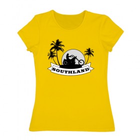 Женская футболка хлопок с принтом Чоппер - southland в Тюмени, 100% хлопок | прямой крой, круглый вырез горловины, длина до линии бедер, слегка спущенное плечо | 