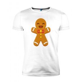 Мужская футболка премиум с принтом Печенька в Тюмени, 92% хлопок, 8% лайкра | приталенный силуэт, круглый вырез ворота, длина до линии бедра, короткий рукав | 