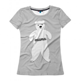 Женская футболка 3D с принтом Mama Bear в Тюмени, 100% полиэфир ( синтетическое хлопкоподобное полотно) | прямой крой, круглый вырез горловины, длина до линии бедер | 2019 | family look | merry christmas | new year | год свиньи | зима | новый год | праздник | рождество | фэмили лук