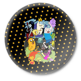 Значок с принтом Adventure Time в Тюмени,  металл | круглая форма, металлическая застежка в виде булавки | Тематика изображения на принте: 