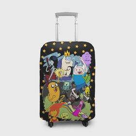 Чехол для чемодана 3D с принтом Adventure Time в Тюмени, 86% полиэфир, 14% спандекс | двустороннее нанесение принта, прорези для ручек и колес | 