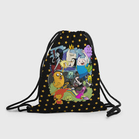 Рюкзак-мешок 3D с принтом Adventure Time в Тюмени, 100% полиэстер | плотность ткани — 200 г/м2, размер — 35 х 45 см; лямки — толстые шнурки, застежка на шнуровке, без карманов и подкладки | Тематика изображения на принте: 