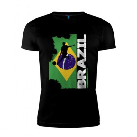 Мужская футболка премиум с принтом Бразилия в Тюмени, 92% хлопок, 8% лайкра | приталенный силуэт, круглый вырез ворота, длина до линии бедра, короткий рукав | 