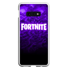 Чехол для Samsung S10E с принтом FORTNITE в Тюмени, Силикон | Область печати: задняя сторона чехла, без боковых панелей | Тематика изображения на принте: 2019 | armor | armour | cybersport | esport | fortnite | game | llama | logo | броня | игра | киберспорт | лама | симулятор строительства | строительство | фиолетовый | фирменные цвета | фортнайт