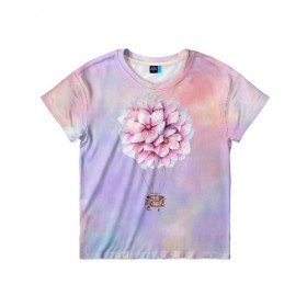 Детская футболка 3D с принтом Нежный Воздушный Шар в Тюмени, 100% гипоаллергенный полиэфир | прямой крой, круглый вырез горловины, длина до линии бедер, чуть спущенное плечо, ткань немного тянется | Тематика изображения на принте: акварель | гортензия | картина | краски | милый | пастель | розы | цветок | цветы