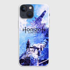 Чехол для iPhone 13 mini с принтом Horizon Zero Dawn в Тюмени,  |  | aloy | game | horizon zero dawn | hunter | machine | mecha | robot | snow | spear | the frozen wilds | weapon | игры | постапокалипсис | роботы | фентези | элой