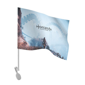 Флаг для автомобиля с принтом Horizon Zero Dawn в Тюмени, 100% полиэстер | Размер: 30*21 см | aloy | game | horizon zero dawn | hunter | machine | mecha | robot | snow | spear | the frozen wilds | weapon | игры | постапокалипсис | роботы | фентези | элой