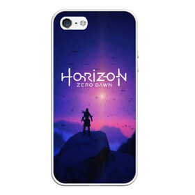 Чехол для iPhone 5/5S матовый с принтом HORIZON ZERO DAWN в Тюмени, Силикон | Область печати: задняя сторона чехла, без боковых панелей | aloy | game | horizon zero dawn | hunter | machine | mecha | robot | snow | spear | the frozen wilds | weapon | игры | постапокалипсис | роботы | фентези | элой