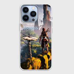 Чехол для iPhone 13 Pro с принтом HORIZON ZERO DAWN в Тюмени,  |  | Тематика изображения на принте: aloy | game | horizon zero dawn | hunter | machine | mecha | robot | snow | spear | the frozen wilds | weapon | игры | постапокалипсис | роботы | фентези | элой