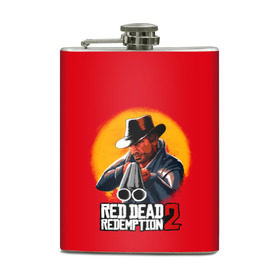 Фляга с принтом RED DEAD REDEMPTION 2 в Тюмени, металлический корпус | емкость 0,22 л, размер 125 х 94 мм. Виниловая наклейка запечатывается полностью | 