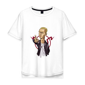Мужская футболка хлопок Oversize с принтом Эминем Slim Shady в Тюмени, 100% хлопок | свободный крой, круглый ворот, “спинка” длиннее передней части | 