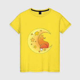 Женская футболка хлопок с принтом вечернее чаепитие в Тюмени, 100% хлопок | прямой крой, круглый вырез горловины, длина до линии бедер, слегка спущенное плечо | звезды | лиса | луна | ночь | уют | чай