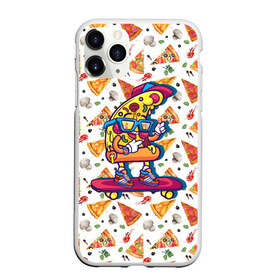 Чехол для iPhone 11 Pro матовый с принтом Пицца на скейте в Тюмени, Силикон |  | pizza | грибы | еда | зелень | колбаса | крутаяпицца | кусокпиццы | пицца | пиццерия | скейт | сыр