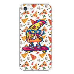 Чехол для iPhone 5/5S матовый с принтом Пицца на скейте в Тюмени, Силикон | Область печати: задняя сторона чехла, без боковых панелей | pizza | грибы | еда | зелень | колбаса | крутаяпицца | кусокпиццы | пицца | пиццерия | скейт | сыр