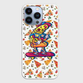 Чехол для iPhone 13 Pro с принтом Пицца на скейте в Тюмени,  |  | pizza | грибы | еда | зелень | колбаса | крутаяпицца | кусокпиццы | пицца | пиццерия | скейт | сыр