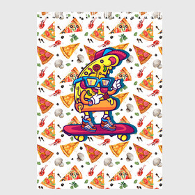 Скетчбук с принтом Пицца на скейте в Тюмени, 100% бумага
 | 48 листов, плотность листов — 100 г/м2, плотность картонной обложки — 250 г/м2. Листы скреплены сверху удобной пружинной спиралью | pizza | грибы | еда | зелень | колбаса | крутаяпицца | кусокпиццы | пицца | пиццерия | скейт | сыр
