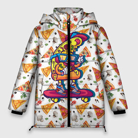 Женская зимняя куртка 3D с принтом Пицца на скейте в Тюмени, верх — 100% полиэстер; подкладка — 100% полиэстер; утеплитель — 100% полиэстер | длина ниже бедра, силуэт Оверсайз. Есть воротник-стойка, отстегивающийся капюшон и ветрозащитная планка. 

Боковые карманы с листочкой на кнопках и внутренний карман на молнии | pizza | грибы | еда | зелень | колбаса | крутаяпицца | кусокпиццы | пицца | пиццерия | скейт | сыр