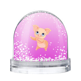 Снежный шар с принтом Танцующая свинка в Тюмени, Пластик | Изображение внутри шара печатается на глянцевой фотобумаге с двух сторон | 2019 | голубоглазая | новыйгод | поросенок | пятачок | розовый | свинка | символгода | танцующаясвинка | танцы