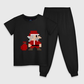 Детская пижама хлопок с принтом Pixel Santa в Тюмени, 100% хлопок |  брюки и футболка прямого кроя, без карманов, на брюках мягкая резинка на поясе и по низу штанин
 | 8 bit | 8 бит | 8bit | geek | oldschool | pixel | santa | santa claus | дед мороз | игра | олдскул | пиксель | пиксельный | санта | санта клаус