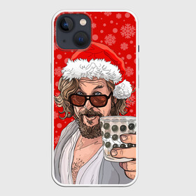 Чехол для iPhone 13 с принтом Лебовски Санта в Тюмени,  |  | balls | big lebowski | bowling | film | happy christmas | movie | santa claus | skittles | большой лебовски | боулинг | дед мороз | кегли | кино | колпак | красная шапка | новый год | праздник | рождество | с новым годом | санта клаус