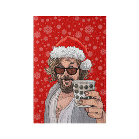 Обложка для паспорта матовая кожа с принтом Лебовски Санта в Тюмени, натуральная матовая кожа | размер 19,3 х 13,7 см; прозрачные пластиковые крепления | balls | big lebowski | bowling | film | happy christmas | movie | santa claus | skittles | большой лебовски | боулинг | дед мороз | кегли | кино | колпак | красная шапка | новый год | праздник | рождество | с новым годом | санта клаус