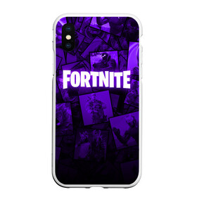 Чехол для iPhone XS Max матовый с принтом FORTNITE в Тюмени, Силикон | Область печати: задняя сторона чехла, без боковых панелей | 2019 | armor | armour | cybersport | esport | fortnite | game | llama | logo | броня | игра | киберспорт | лама | симулятор строительства | строительство | фиолетовый | фирменные цвета | фортнайт