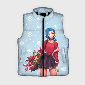 Женский жилет утепленный 3D с принтом New Year Jinx в Тюмени,  |  | christmas | game | jinx | legends | legue | legueoflegends | lol | snow | snowflakes | xmas | безбашенная | джинкс | игра | легенд | лига | лигалегенд | лол | рождество | стрелок | хулиганка