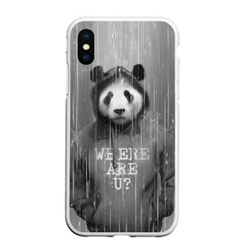 Чехол для iPhone XS Max матовый с принтом Панда в Тюмени, Силикон | Область печати: задняя сторона чехла, без боковых панелей | Тематика изображения на принте: дождь | животные | капюшон | кофта | медведь | мишка | панда | природа | хипстер