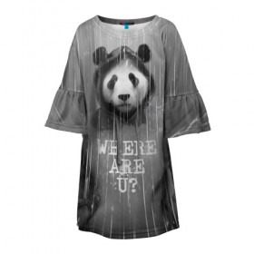 Детское платье 3D с принтом Панда в Тюмени, 100% полиэстер | прямой силуэт, чуть расширенный к низу. Круглая горловина, на рукавах — воланы | дождь | животные | капюшон | кофта | медведь | мишка | панда | природа | хипстер